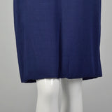 Large 1980s Carolina Herrera Blue Peplum Dress Long Sleeve