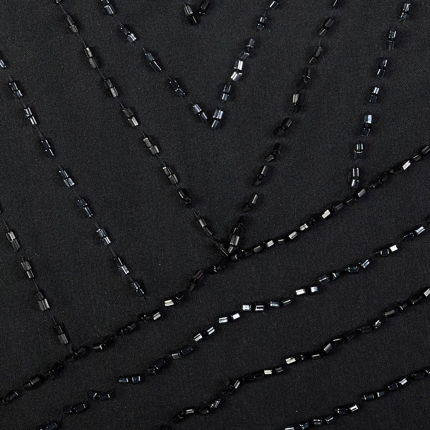 Medium 1980s Black Silk Beaded Dress Cocktail Party Keyhole Back