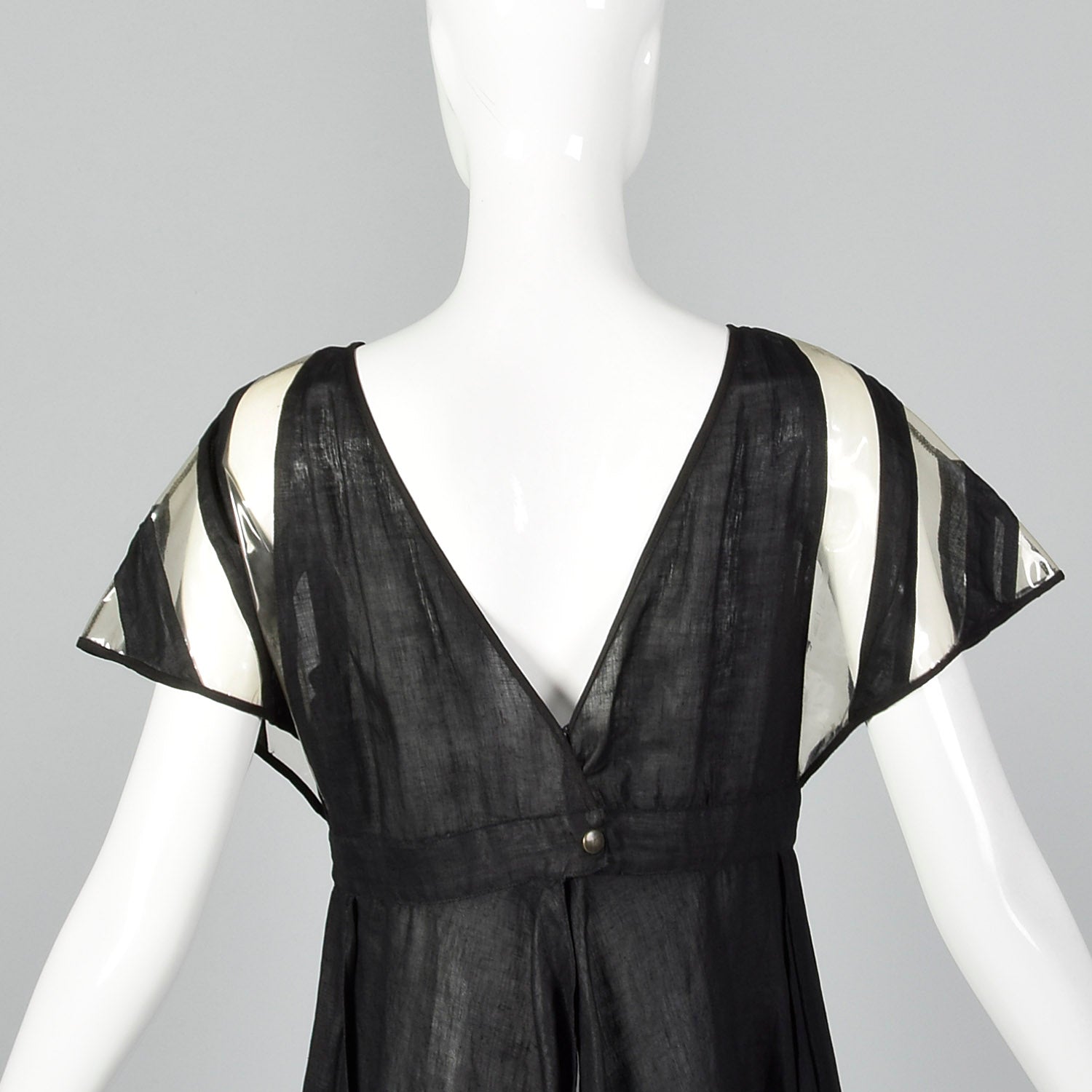 Fendi Linen Dress with Vinyl Sleeves & Split Skirt
