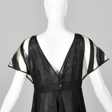Fendi Linen Dress with Vinyl Sleeves & Split Skirt