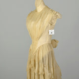 XXS 1800s Dress Victorian Embroidered Study Short Sleeve As Is