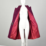 Small 1960s Coat Mauve Tweed Double Breasted Boucle Winter Vintage Outerwear