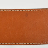 Brown Leather Belt with Double Gold Buckles