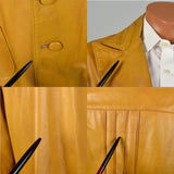 Medium 1970s Trench Coat Mustard Leather Overcoat