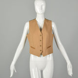 Medium 1970s Tan Matching Wool Set Camel Blazer Bohemian Vest
