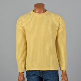 1960s Mens Yellow Chunky Knit Wool Sweater