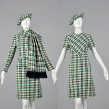 1960s I. Magnin Tweed Dress with Matching Jacket, Scarf, and Beret