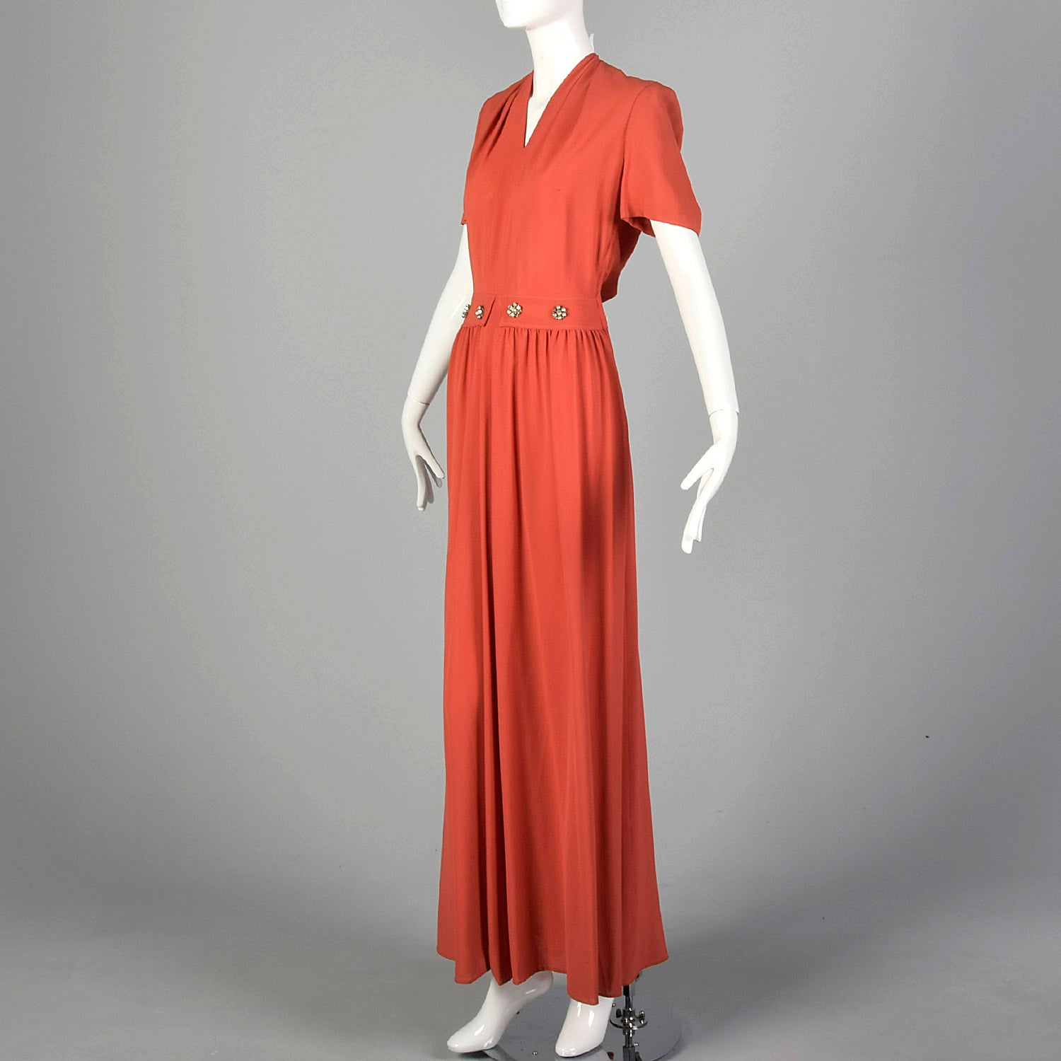 Small 1940s Rayon Crepe Maxi Dress