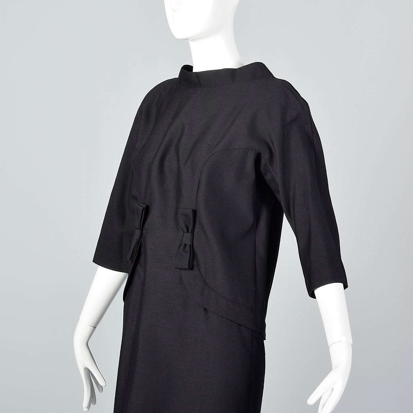 1950s Suzy Perette Avant Garde Black Wool Sack Dress