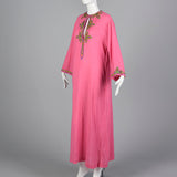 1970s Christian Dior Pink Kaftan Dress with Keyhole Bust