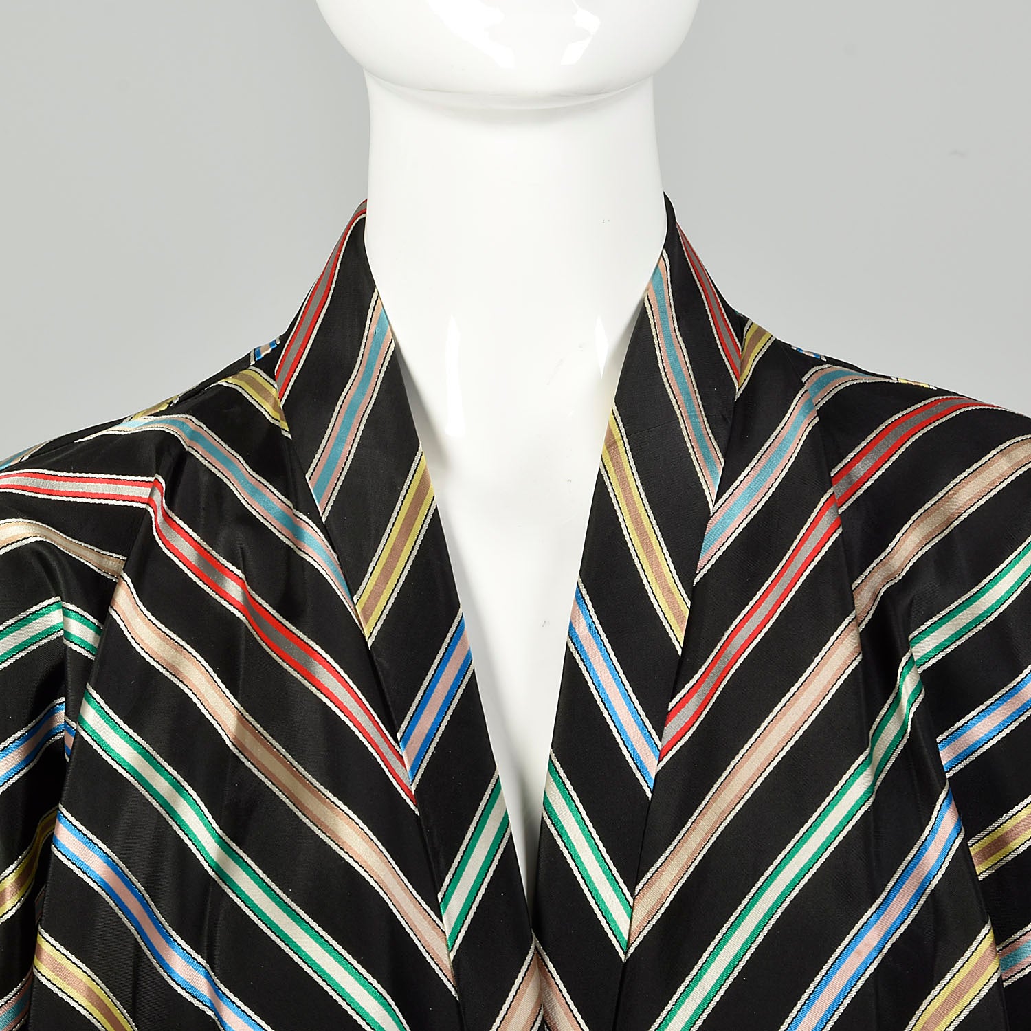 1950s Maxan Swing Jacket Taffeta Ribbon Stripe Dolman Sleeves Chevron Stripe Back