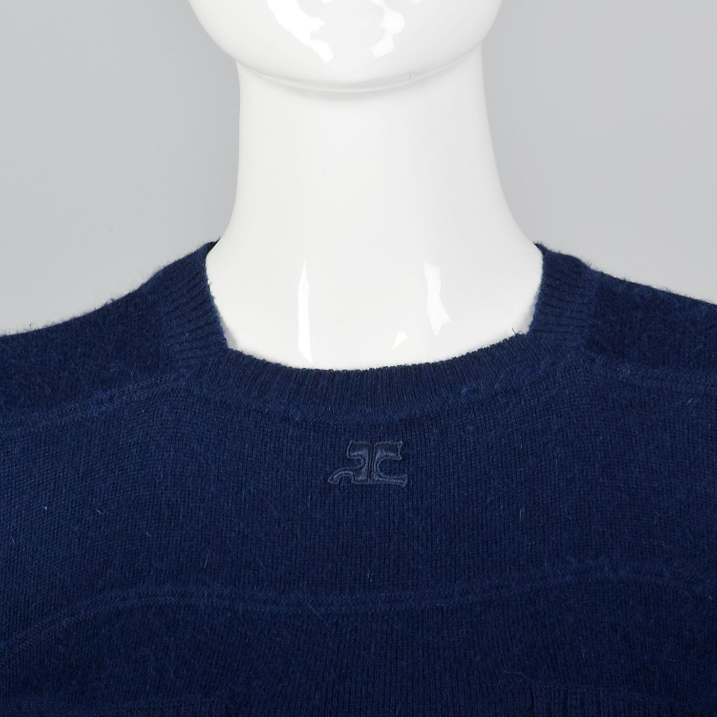 1970s Courreges Navy Blue Angora Sweater