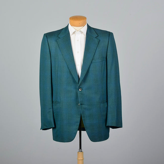 1970s Blue Green Stripe Jacket with Wide Lapels