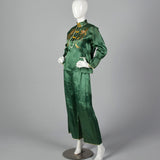 Large 1940s Green Embroidered Lounge Set