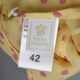 2000s Yellow Silk Blouse with Pink Polka Dots