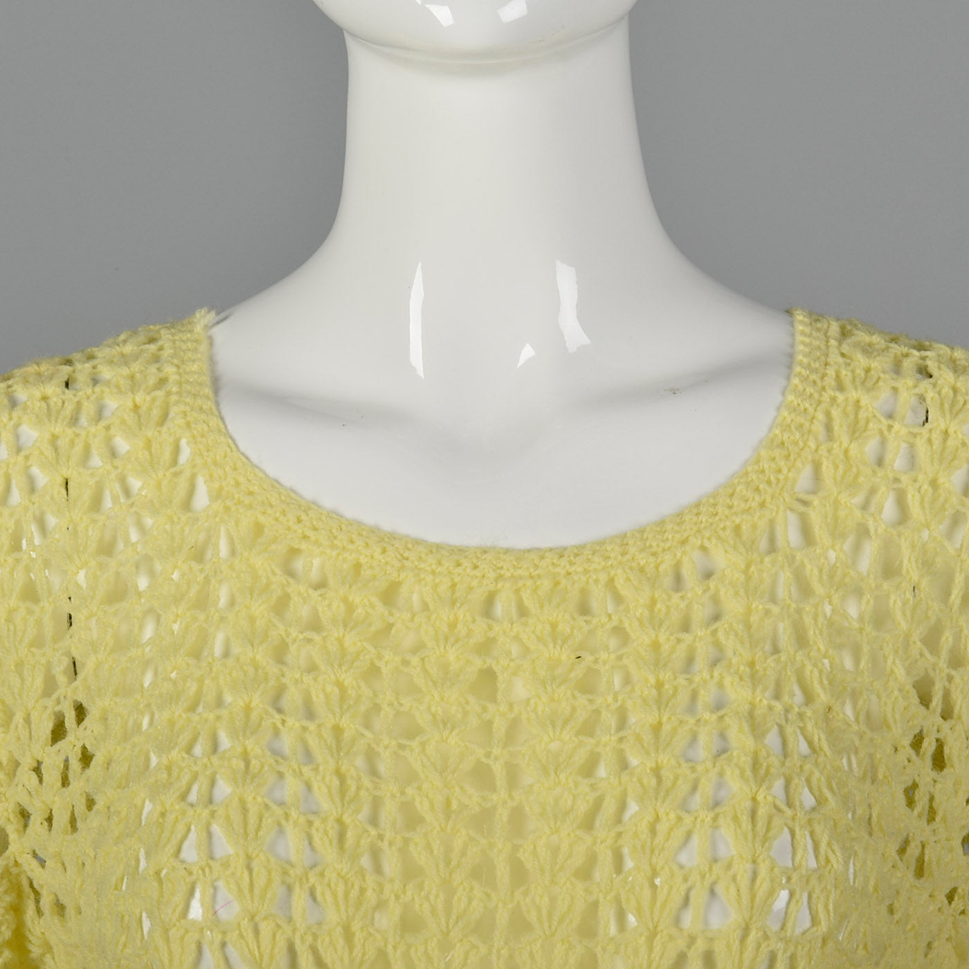 1960s Sheer Yellow Crochet Dress