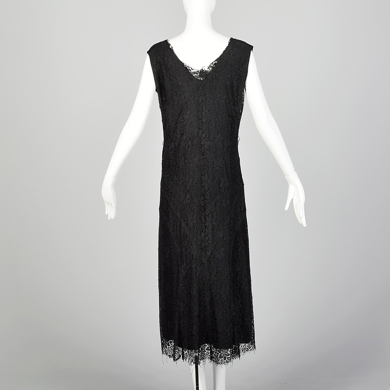 Large 1930s Black Lace Dress