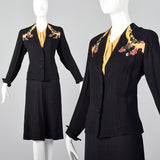1940s Black Two Piece Set with Sequin Detail