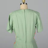 1950s Day Dress with Color Block Waist