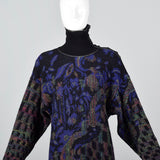 1980s Emanuel Ungaro Wool Sweater Dress with Button Up Turtleneck