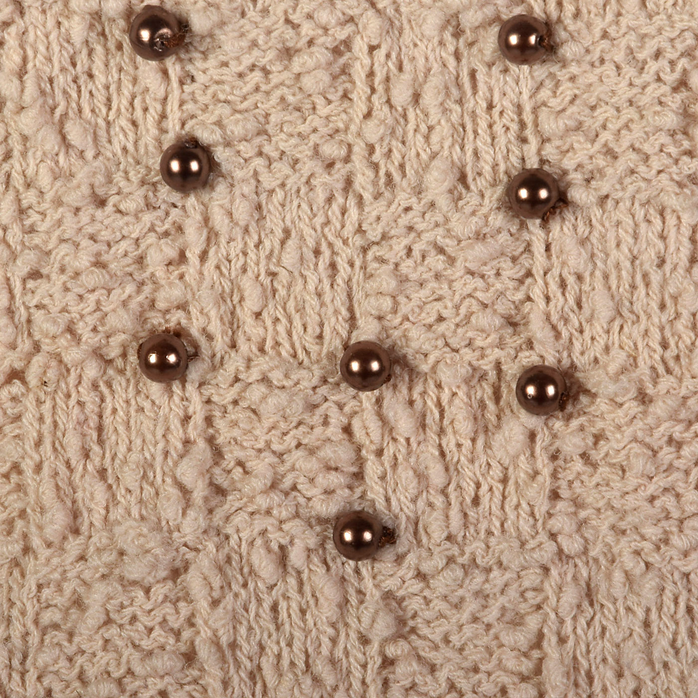 1940s Taupe Knit Dress with Beaded Bust