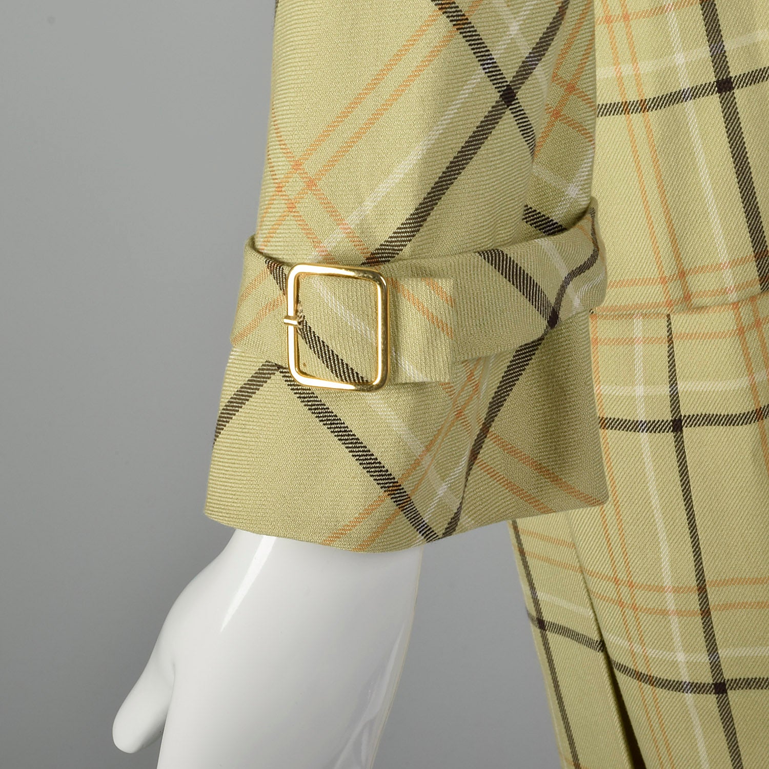 Small 1960s Joan Leslie by Kasper Light Green Plaid Skirt Set