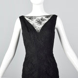 1960s Mignon Black Lace Mermaid Dress with a Stunning Neckline