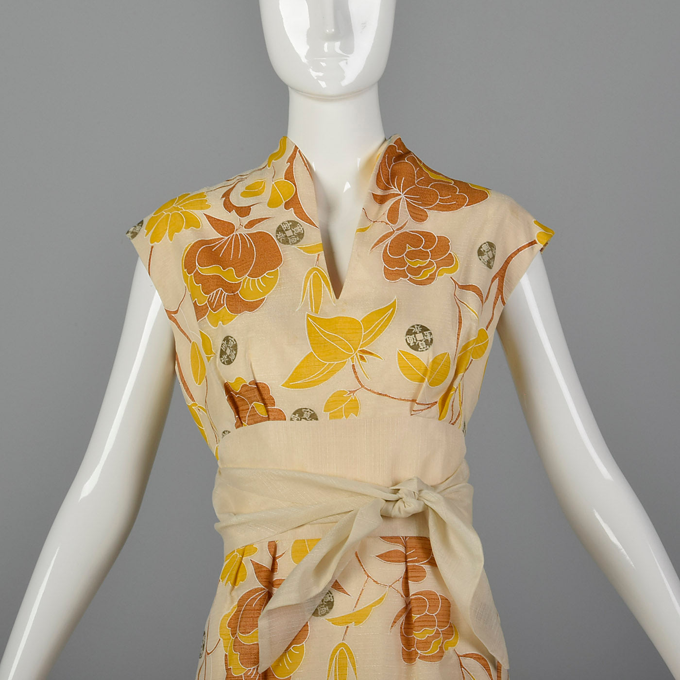 1970s Alfred Shaheen Tie Waist Maxi Dress