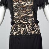 1980s Black Dress with Illusion Lace