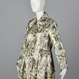 Dramatic 1970s Metallic Brocade Maxi Coat