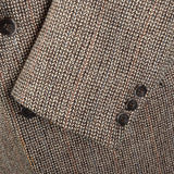 2000s Mens Brown Two Button Jacket with Rust Stripes