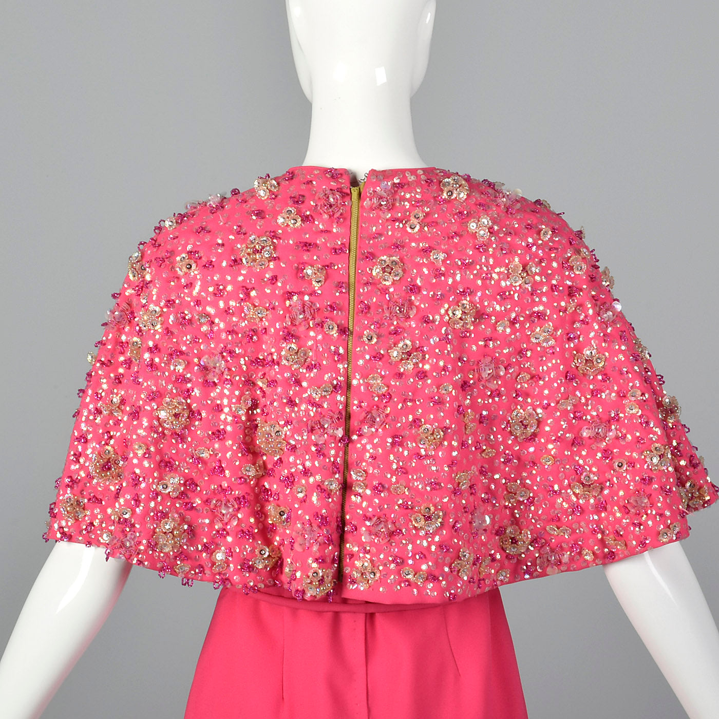 1960s Pink Dress with Matching Beaded Cape