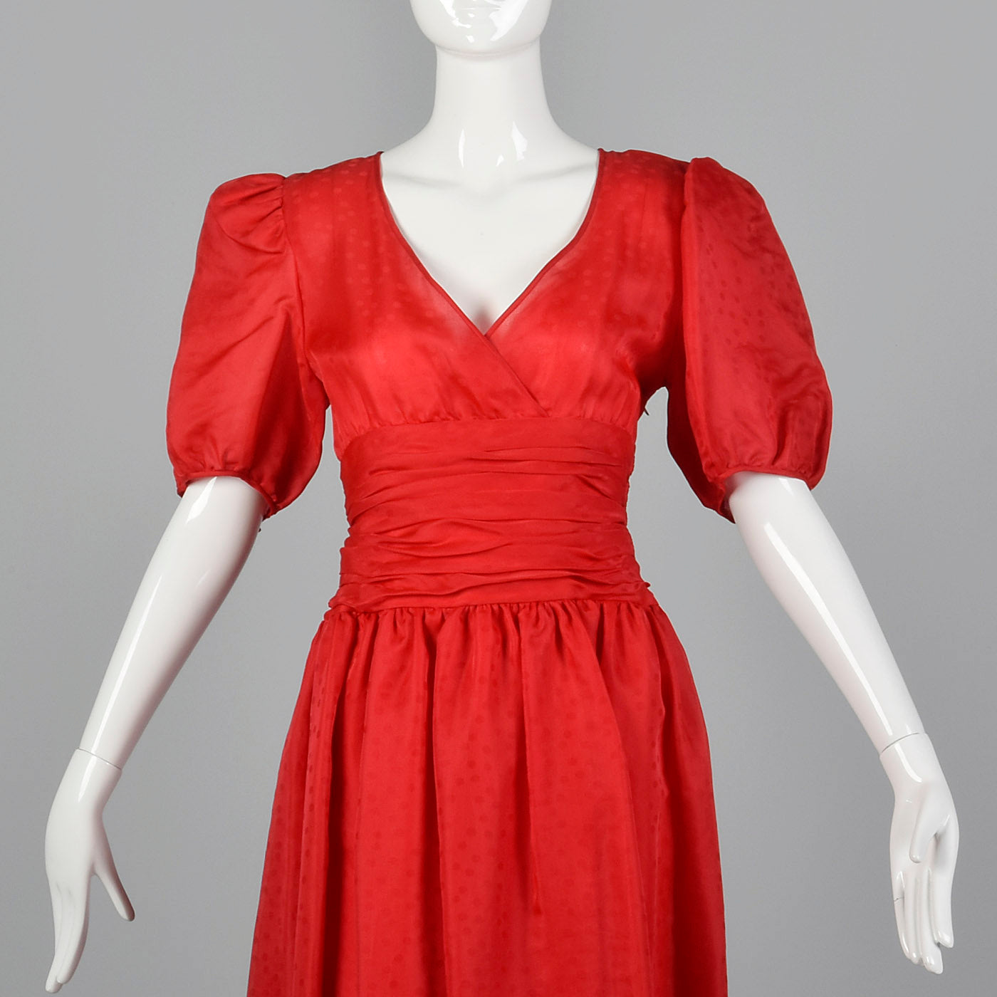 1980s Red Party Dress with Polka Dots