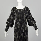1980s Argenti Black Silk Beaded Dress