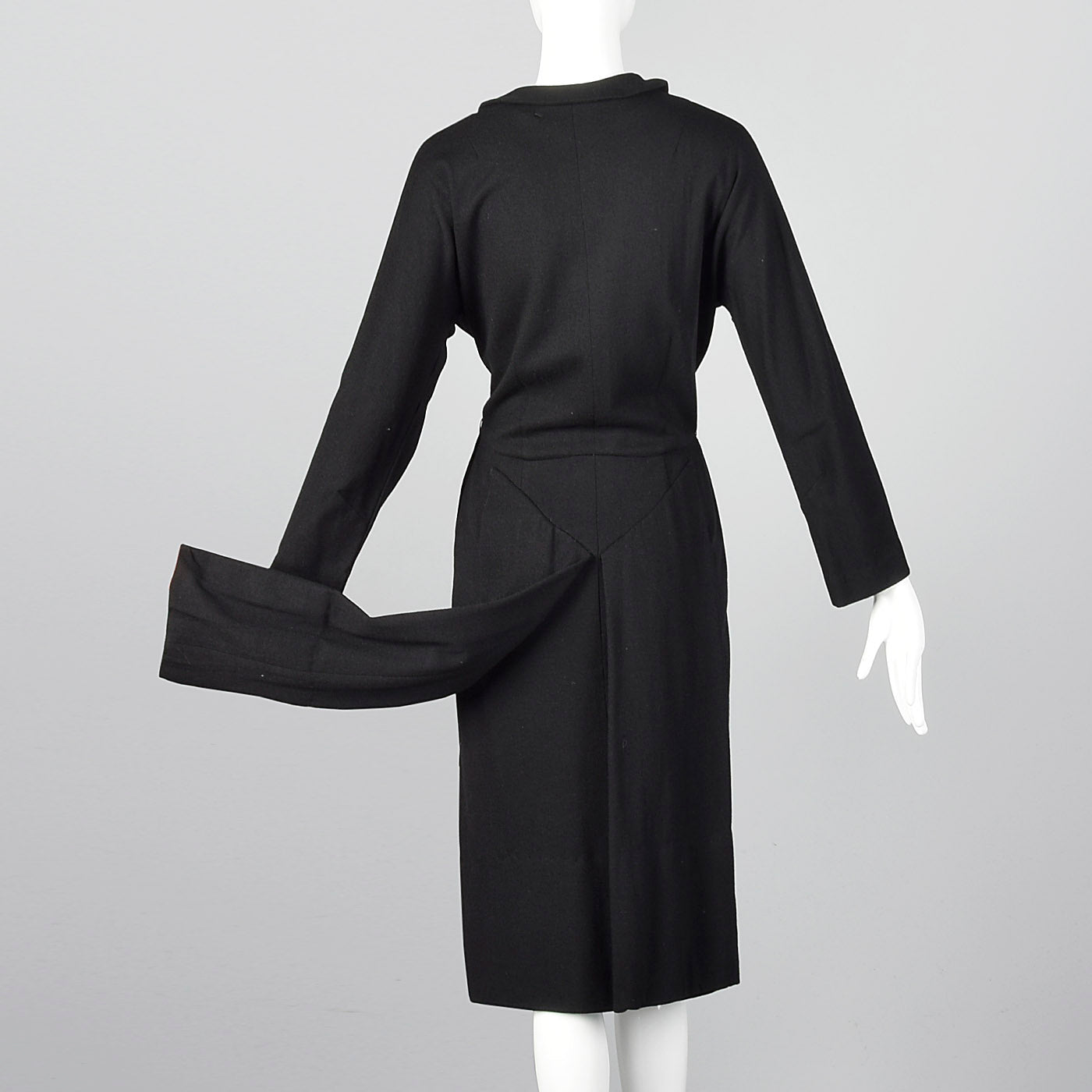 1940s Black Knit Dress with Tails