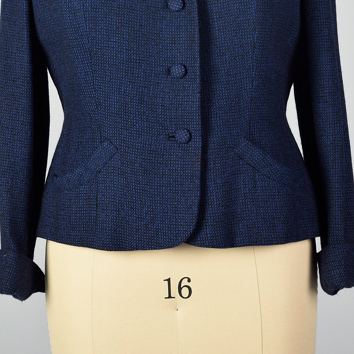 1950s Blue and Black Plaid Blazer