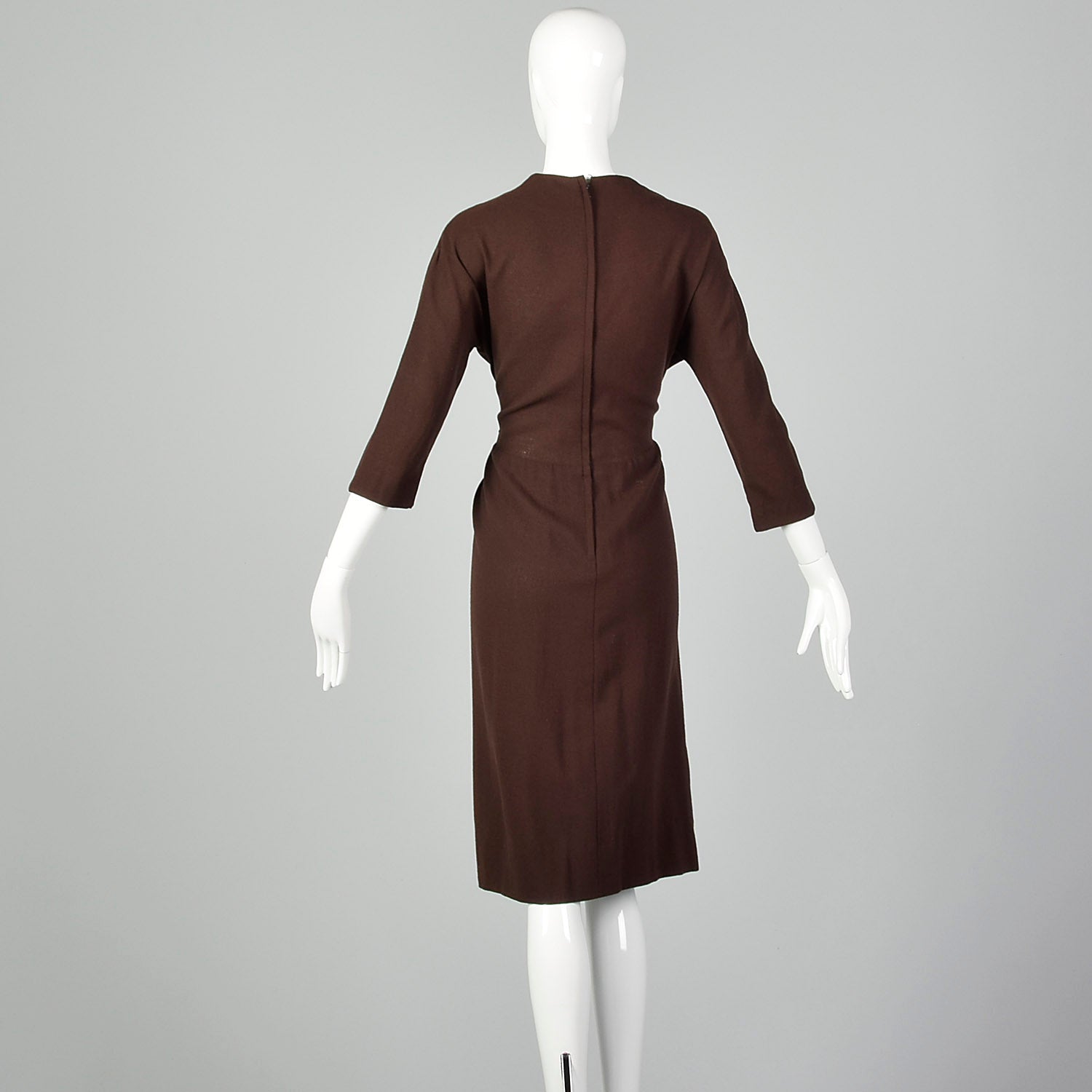 Medium 1940s Dorothy O'Hara Brown Wool Dress