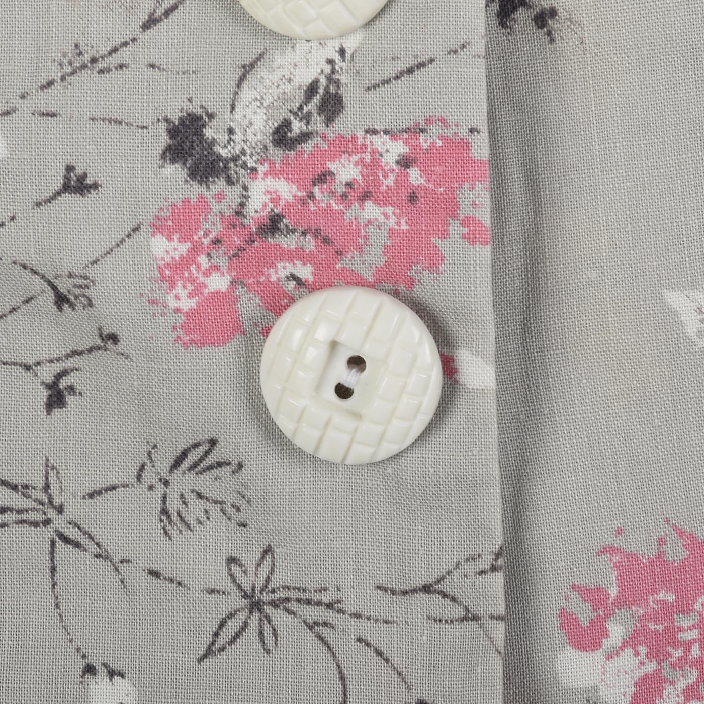 1950s Gray Floral Print Halter Dress with Full Circle Skirt