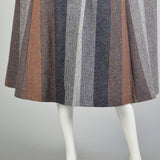 OSFM 1970s Tweed Color Block Cape Attached Scarf Wool Stripe Multi Color Wrap