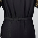 1940s Black Femme Fatale Dress with Gold Sequins