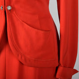 1950s Schiaparelli Skirt Suit in Bright Red Gabardine