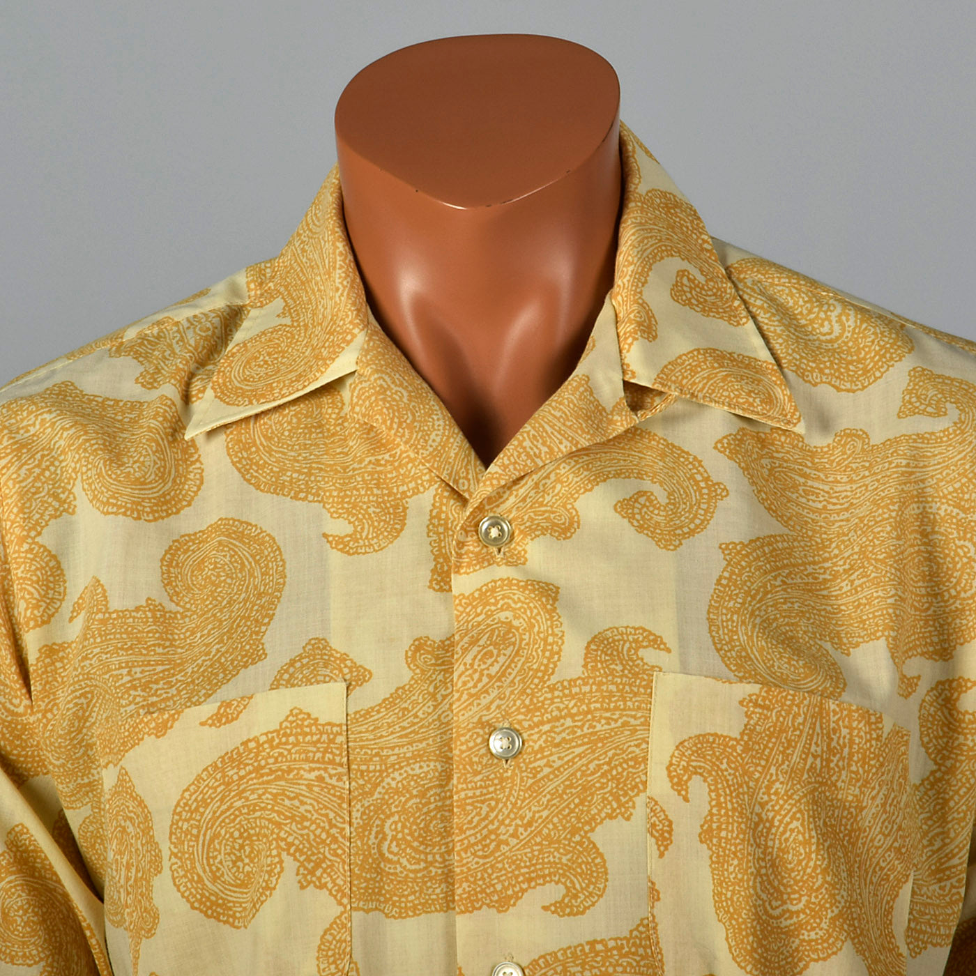 1960s Mens Bohemian Shirt in Paisley Print