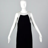 1960s Marshall Field & Co. Black Velvet Dress with Silver Trim