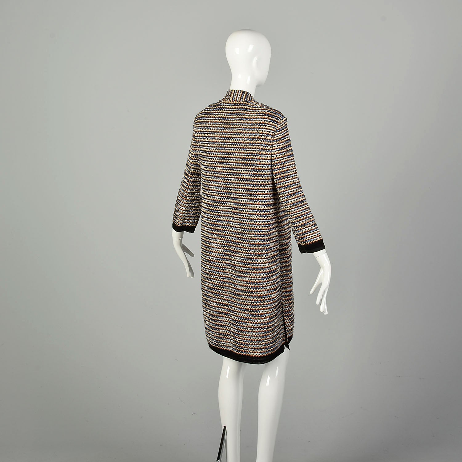 Small-Medium 2010s St.John Couture Sweater Loose Clutch Coat Multicolor Stripe Jacket