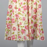 1930s Floral Cotton Slip On Dress with Rhinestone Detail