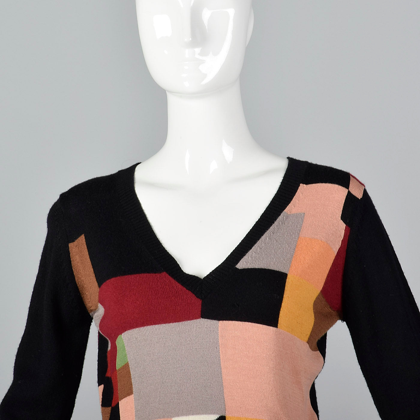 2000s Kenzo Geometric Color Block Sweater