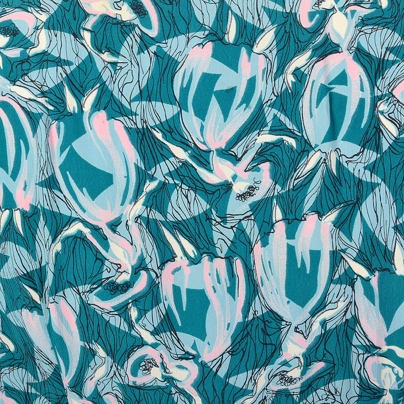 1940s Rayon Dress in Novelty Dancing Ladies Print