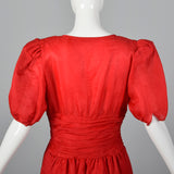 1980s Red Party Dress with Polka Dots