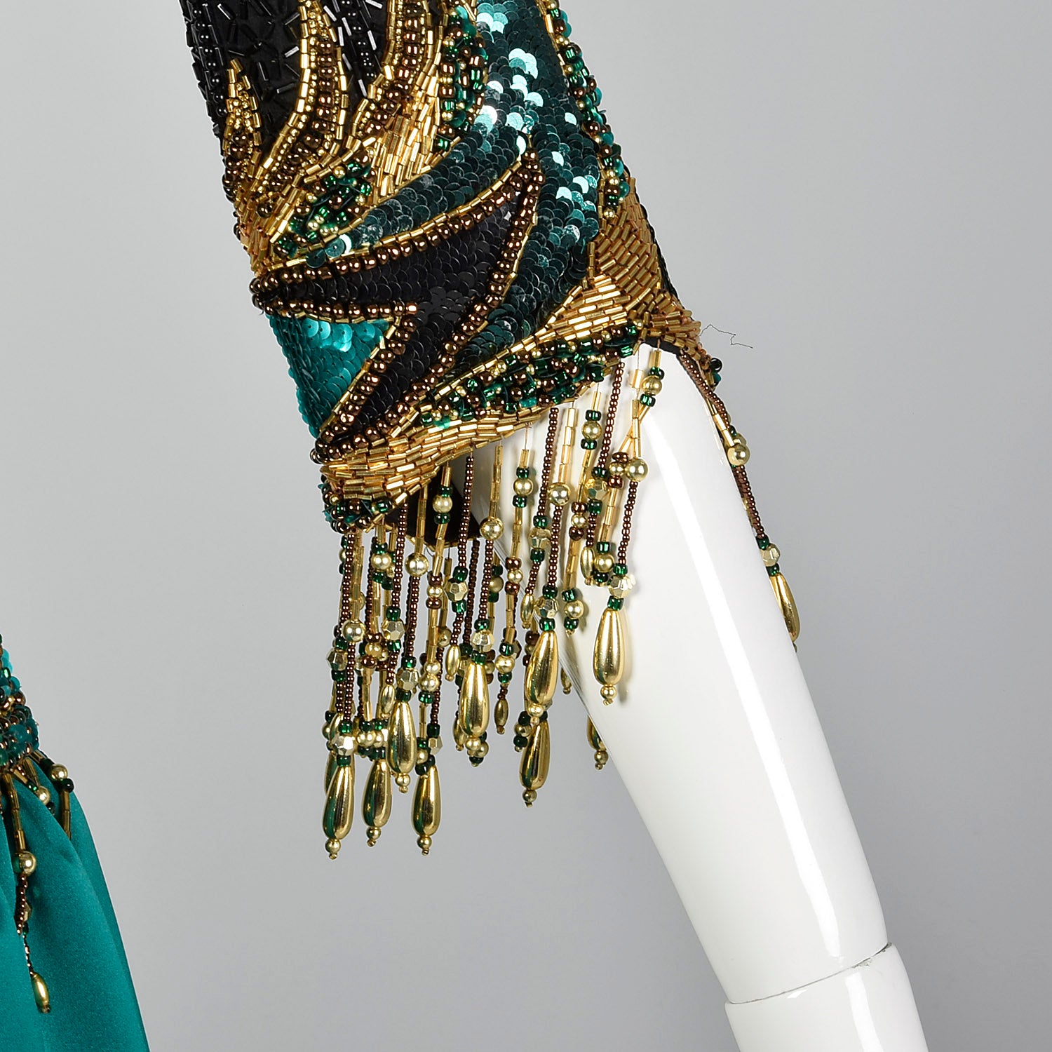 Medium Bob Mackie Boutique 1990s Black and Green Beaded Dress
