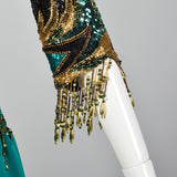 Medium Bob Mackie Boutique 1990s Black and Green Beaded Dress